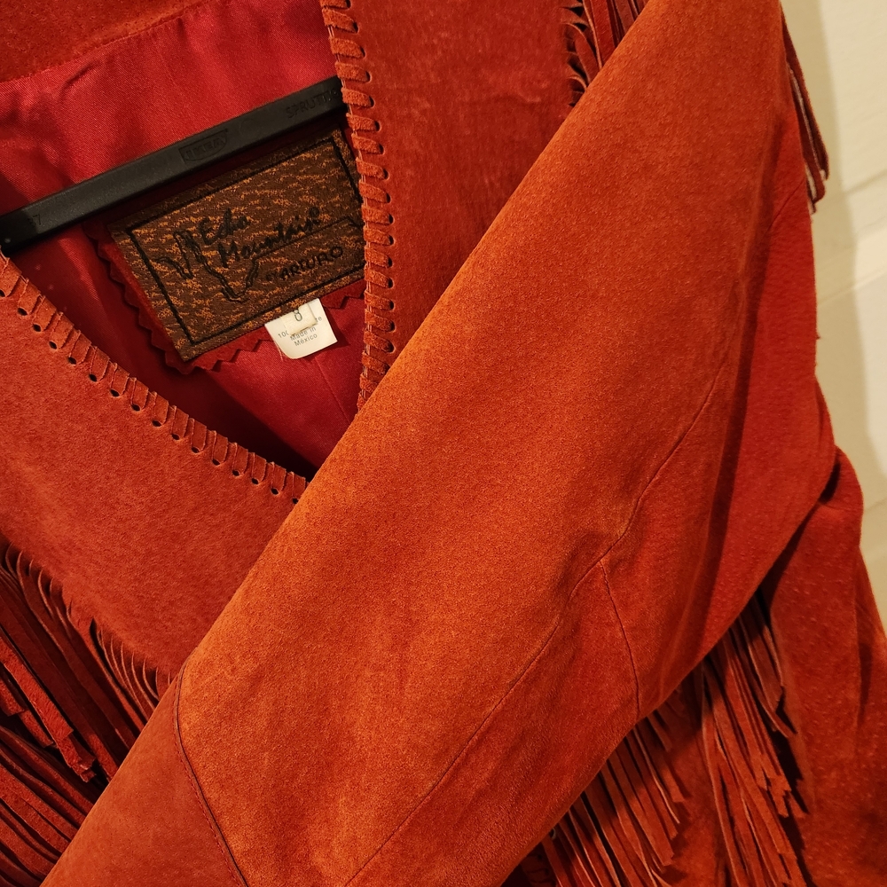 Echo Mountain by Arturo Suede Fringe Jacket - Rust - Made In Mexico - Vintage - Picture 6 of 12